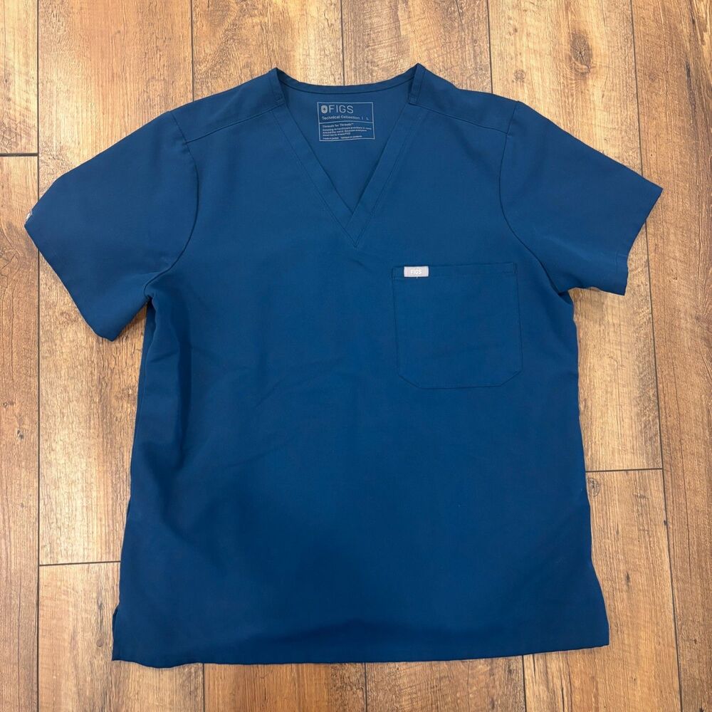 Figs Limited Edition Sz L Deep Reef Blue Technical Collection Scrub Top 1000211